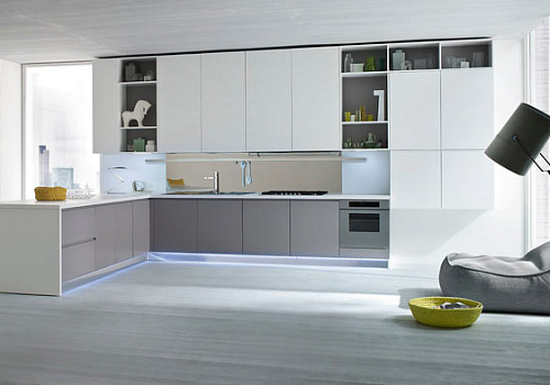 Кухня AR-TRE модель Flo, отделка Cemento+Bianco Opaco
