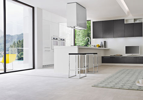 Кухня AR-TRE модель Kia, отделка Frassino Antracite+Bianco Lucido